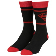 Superman Red and Black Logo Crew Socks Multi-Color