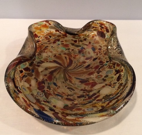 VTG 1950's Murano Barovier & Toso 7-1/2" Cigar Ashtray Dish Gold Leaf Millefiori - Picture 9 of 12