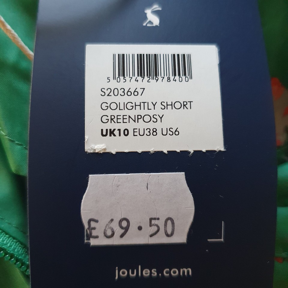 BNWT Joules Golightly Raincoat Waterproof Breathable Green Floral Size