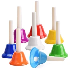 Facmogu 8 Pack Handbells Set, Colorful 8 Note Diatonic Metal Music Bells, Per...