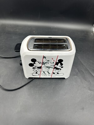 Mickey Mouse Deco Toaster 90 Year White Black Imprint Two Slice Disney 