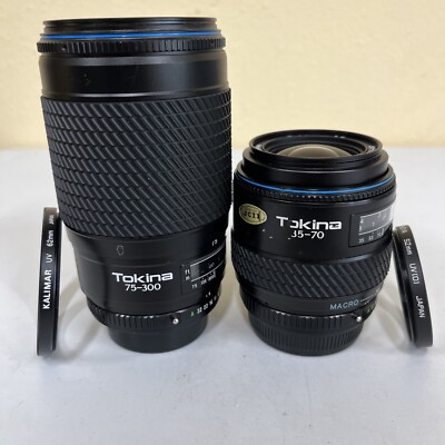 Tokina AF 75-300mm f/4.5-5.6 & 35-70mm 1:3.5-4.6 Zoom Lens GREAT