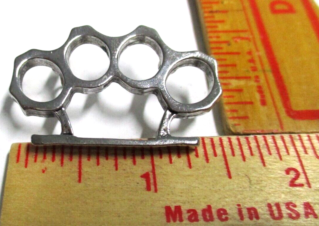 Brass knuckles pin vintage collectible old biker vest hat weapon