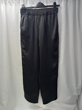 ❤️ Matalan Black Sateen Fabric Curved Hem Trousers Size 8 Vgc