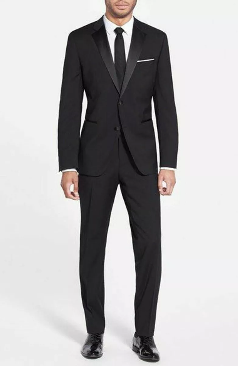 Men Black Suit Designer Grooms Wedding Dinner Party Suits (Coat+