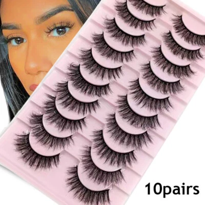 MARKENLOS 10 Paar 3D Wimpern Set künstliche Wimpern flauschig Lashes Fake False Eyelashes↕