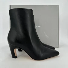 Everlane The Short Banana Heel Boot in Black Leather size 6.5 Ankle Side Zip nib