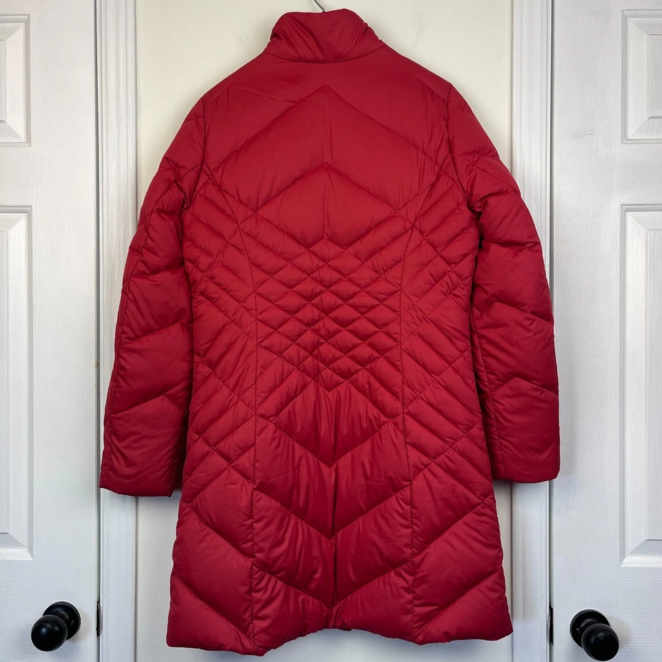 Chaqueta acolchada acolchada roja con cremallera completa Eddie Bauer para mujer M hasta la rodilla Foto 3 de 4