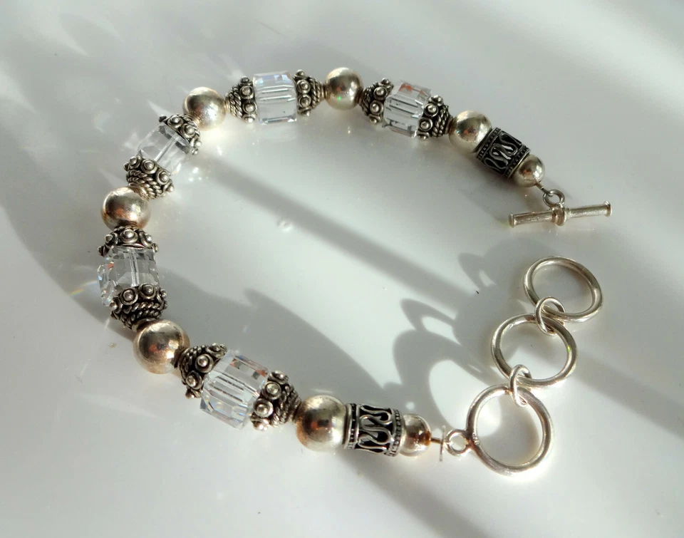 Silpada серебро граненые кристаллы ссылка браслет розничной $299 РЕДКАЯ - Изображение 3 из 4