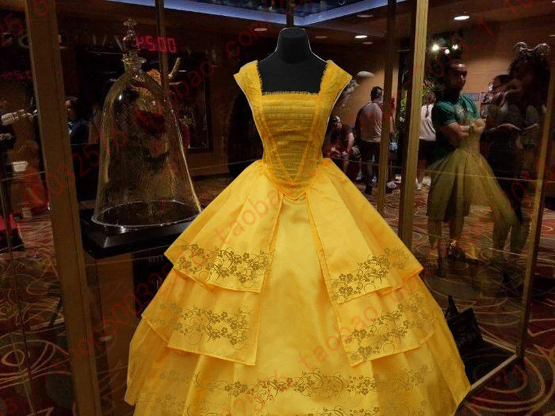 FMYFWY Girls Belle Princess Dress Beauty and Beast Fancy Dress Up Outfits  Halloween Christmas Wedding Birthday Gown w/Gloves Yellow 8-9T : Amazon.in:  Fashion