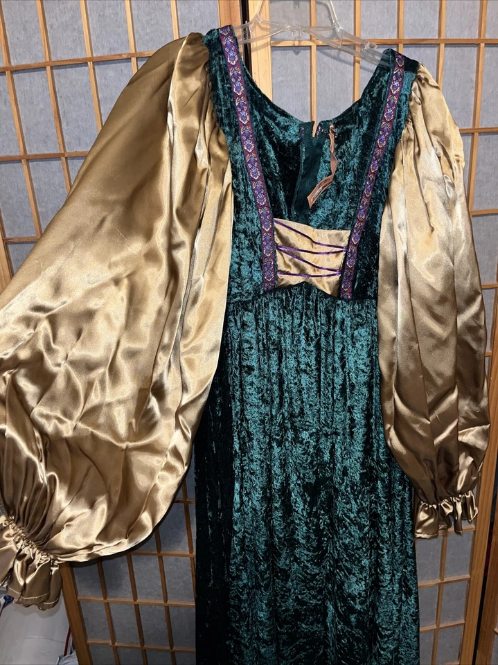 Vintage Gothic Medieval Peasant Costume puff sleeves velvet Dress Size L? - Image 3 of 4