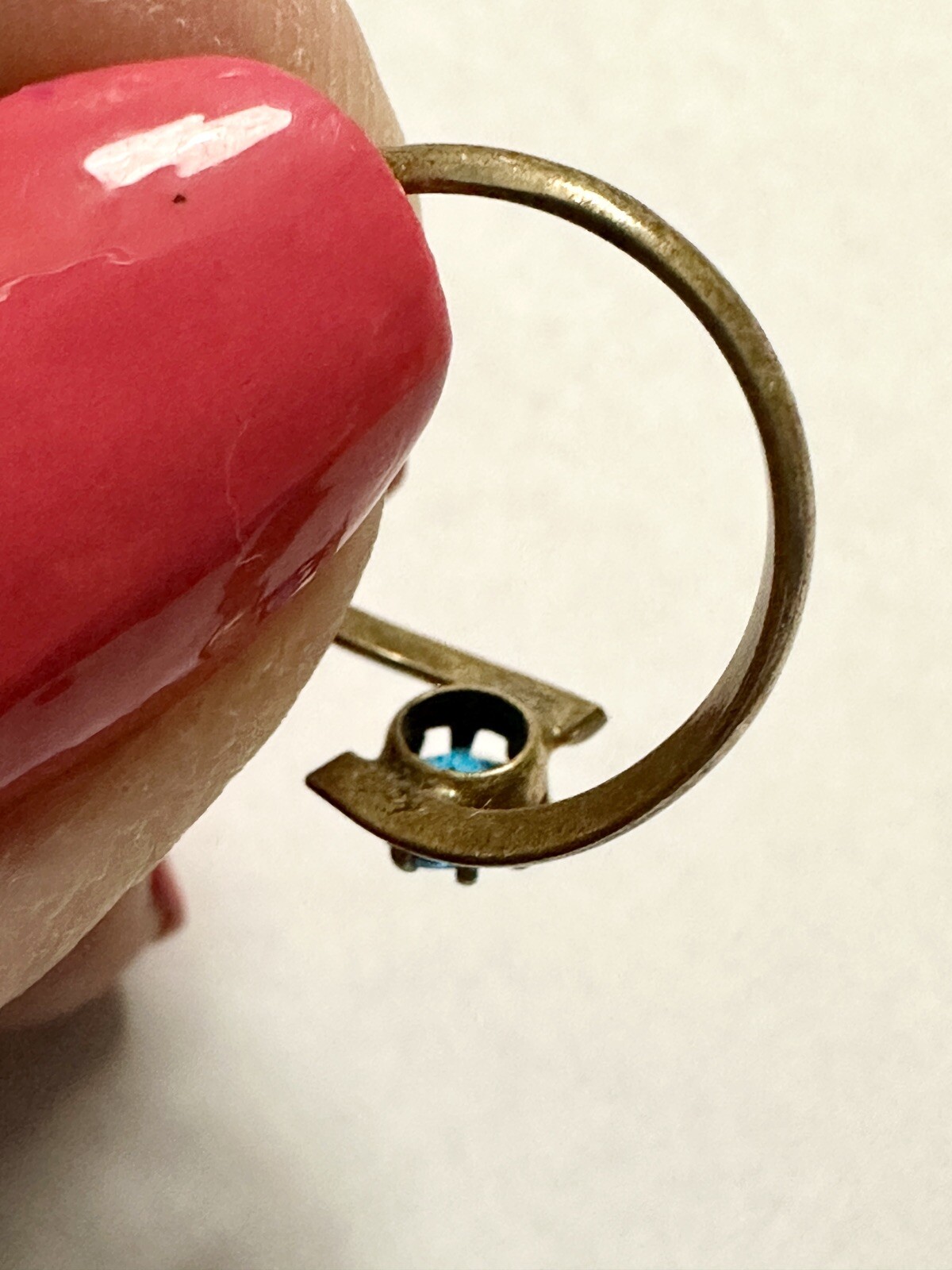 Antique Untested Blue Stone Solitaire Ring - image 9