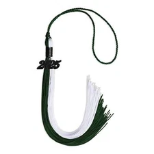 Endea Graduation Hunter Green/White Tassel with Black Date Drop