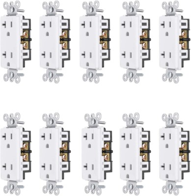 Outlet Socket Decora Duplex Receptacle 20 Amp 125 Volt Grounding UL listed 10PCS