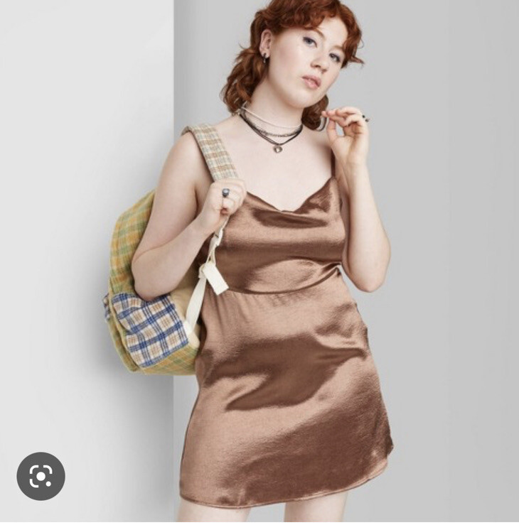 wild fable brown satin dress Wild Fable Brown Silk Dress
