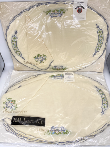 JABARA Placemats Napkins 16 pc set SEALED Petite Embroidery Linen 2 pks VTG HTF
