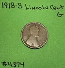 1918-S Lincoln Wheat Cent /Penny 1c Good