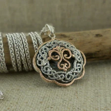 Sterling Silver & 10K Rose Celtic Knot & Butterfly Pendant Keith Jack  Boxed