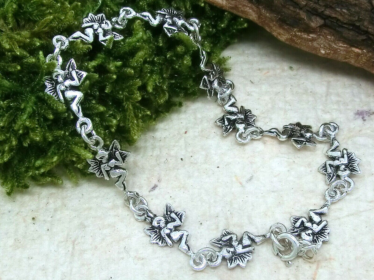 GNOCE Bracciale da donna con elfo, in argento Sterling 925, con pietre trasparenti a forma di cuore, angelo, angelo dell'amore, per tutte le collane e bracciale, regalo per ragazze e donne, Argento