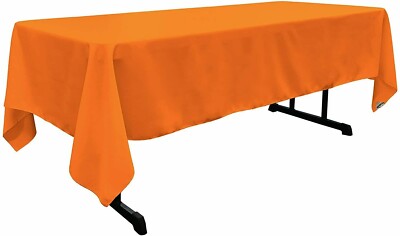 60x102'' Rectangular Polyester Tablecloth for Wedding Event Party, ORANGE Color