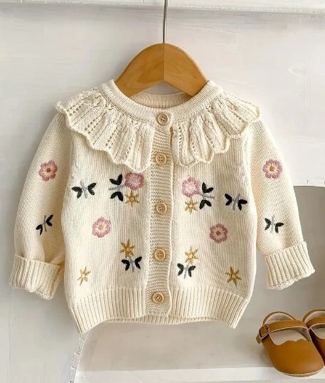NEU Boutique Mädchen Blumen Blumen Strickjacke Pullover