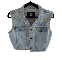 L.e.i Riding Wear Rockabilly Western Denim Women's Vest Size Medium Vintage. Euc