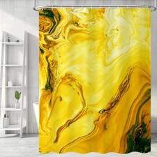 Marble Shower Curtain, Abstract Yellow Ombre Shower Curtain 72" W x 72" L Gold