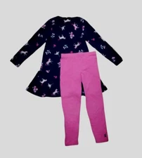 $45 Joules Kids Girls' Blue Pink Iona Long Sleeve Dress Leggings Set Size 6Y