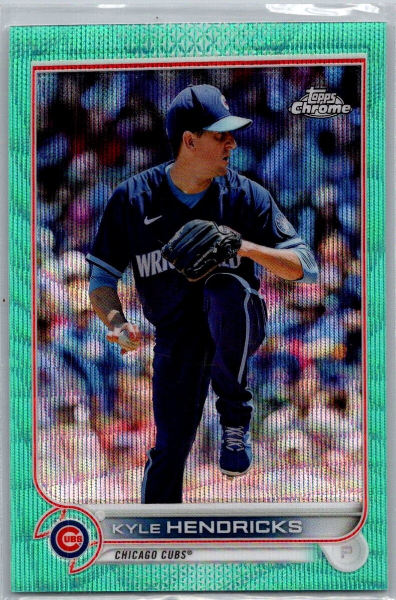 2022 Topps Chrome Aqua Wave Refractor /199 Kyle Hendricks #117 Chicago Cubs