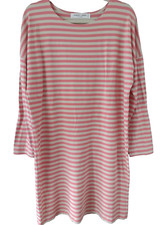 Sonnet James Womens Play Dress Stretchy Shift Midi Coral & Beige Stripes Ava S