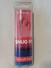 MAGNAVOX SNUG FIT In EAR Headphones, SMOOTH BASS - Pink New in package