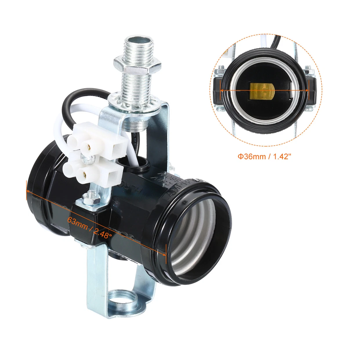 2Pcs E27 Double Base Bulb Socket Adapter M10 Thread Lamp Holder 2