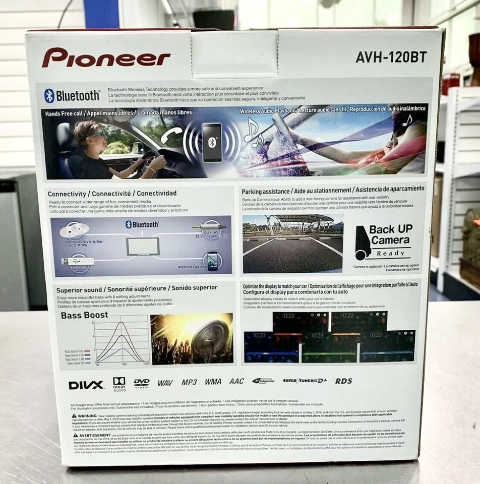New Pioneer AVH120BT 6.2 in Double Din Bluetooth Receiver Stereo DVD CD USB AUX - Image 2 of 4