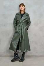 Faux Leather Outer Shell Trench Coats Beige Coats, Jackets