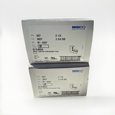 Nibco 9607 90 Degree Elbow Wrot Copper Pressure Fittings 2-1/2'' x 2-5/8''  2 Box
