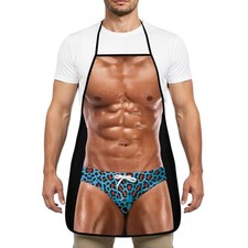 Funny Apron for Men, Muscle Man Aprons for Cooking Grilling Baking Blueleopard
