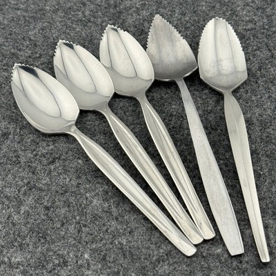 Vintage Stainless Serrated Grapefruit Spoons Rogers USA Lucky Wood Japan- Choice