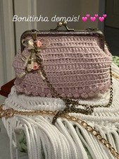 Handgemachte Häkelhandtasche Rosé mit Perlen | Kleine Umhängetasche | Handmade