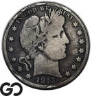 1913-S Barber Half Dollar, Better Date San Francisco Issue