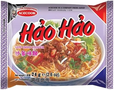 Acecook Hao Hao Mi Sate Hanh Onion Vietnamese Instant Noodles (15 Pack, Total of