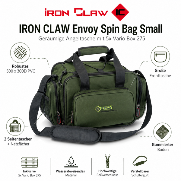 Iron Claw Envoy Spin Bag KöDertasche Inkl. 5 Tacklebox Spinnfischen Angeltasche-image