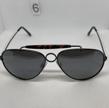Vintage Style Metal Aviator Sunglasses   Black Frame w/ Tortoise Top Bar