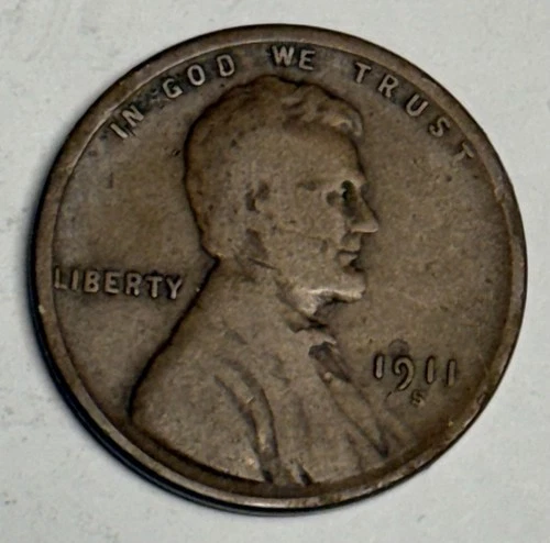Fine 1911-S Lincoln Wheat Cent, Rich Brown U.S. Better Date Coin