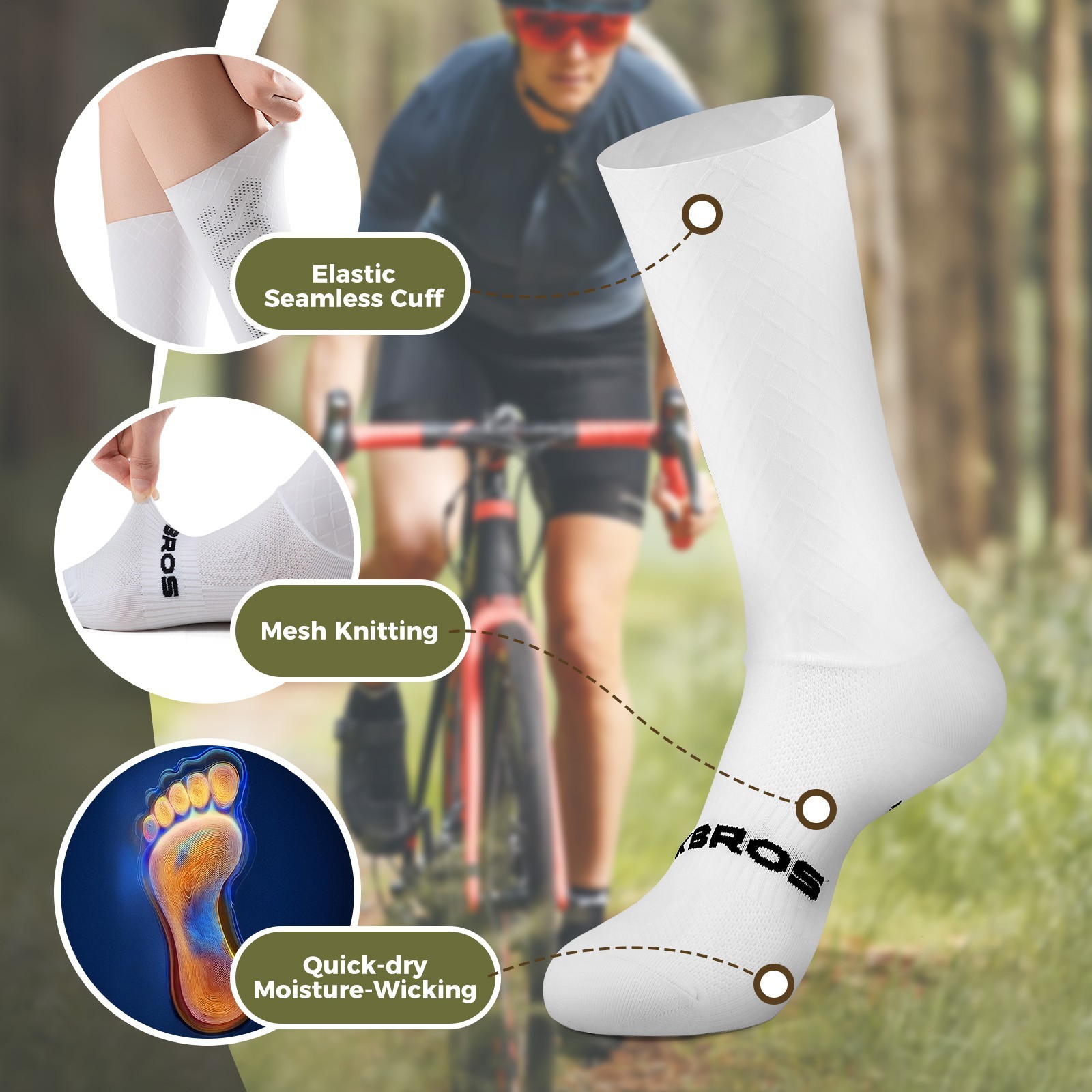 Calze Bici ROCKBROS Unisex Traspiranti e Leggere foto 3