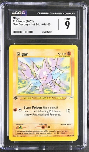 2002 POKEMON GLIGAR 67/105 NEO DESTINY 1ST EDITION CGC 9