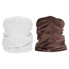 2pcs Winter Neck Warmer Windproof Gaiter Brown, White