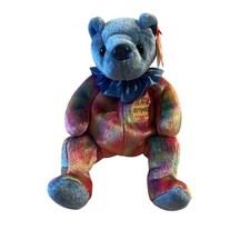 Vintage TY Beanie Baby September Birthday Bear Sapphire Multicolor 2001