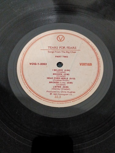 1985 TEARS FOR FEARS Album SONGS FROM THE BIG CHAIR Lp  Vinyl VERTIGO - Picture 9 of 18