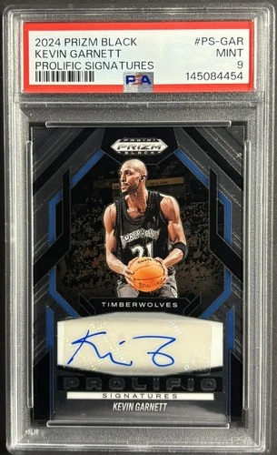 2024-25 Panini Prizm Black Kevin Garnett Prolific Signatures Auto #PS-GAR PSA 9