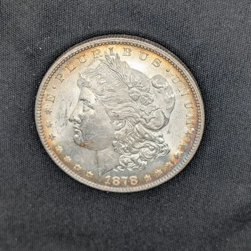 1878 Morgan Dollar 7TF, AU, 90% Silver, Toned, in Air-Tite